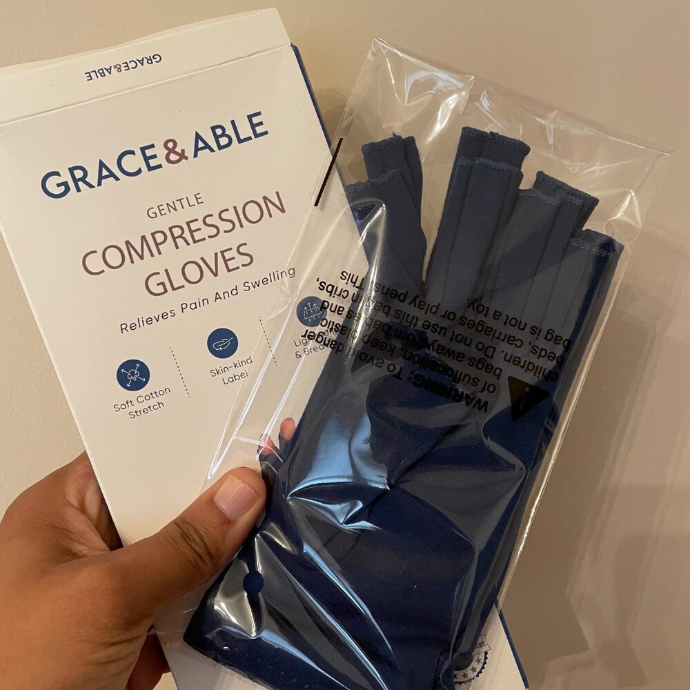 NIB Grace & Able Gentle Compression Gloves - Marine Blue M (Medium)